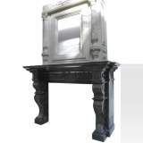 Belgium granite mantel with wood and stucco overmantel - Reference 9485&nbsp;Width&nbsp;9' '' ¼&nbsp;Height&nbsp;9' 5'' ⅜