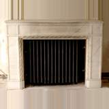 Louis XVI Style white marble mantel with spiral ribbon decor