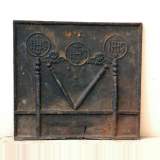 Large cast iron antique fireback dated 1732 