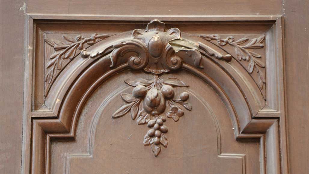 Pair of antique double wooden and stucco doors-2