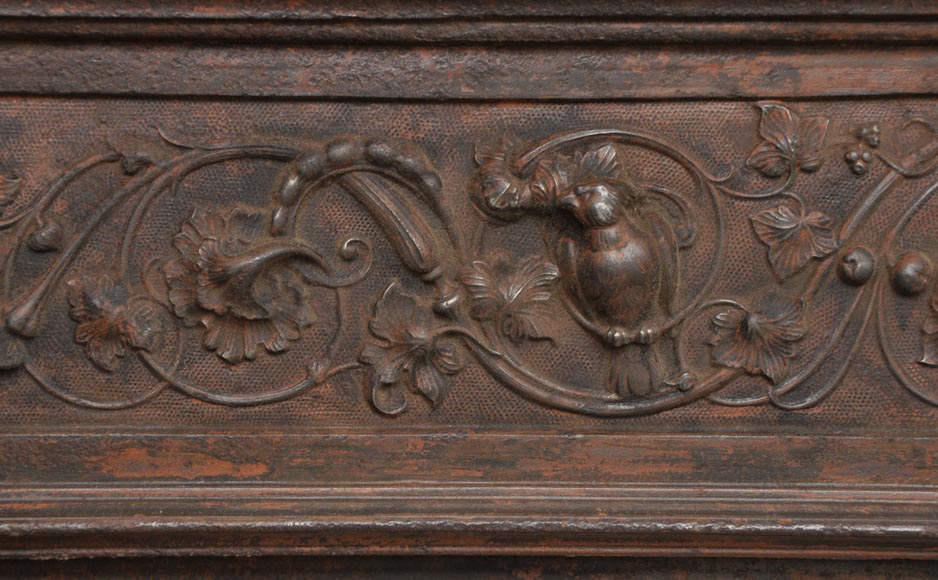 Fireplace cast iron insert, style Napoleon III, with grotesques and chimeras decoration-4
