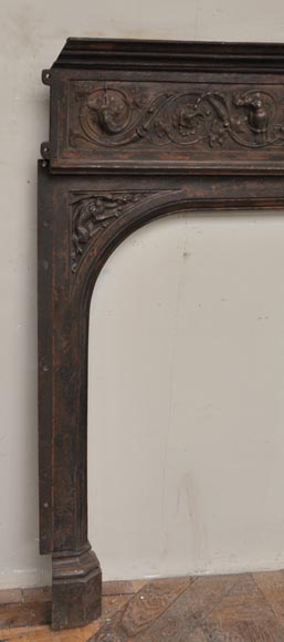 Fireplace cast iron insert, style Napoleon III, with grotesques and chimeras decoration-9