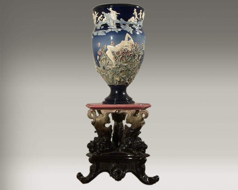 CARRIER BELLEUSE Louis Robert, Extraordinary vase with Urania , science allegory. CARRIER BELLEUSE Louis Robert, Extraordinary vase with Urania , science allegory.-0