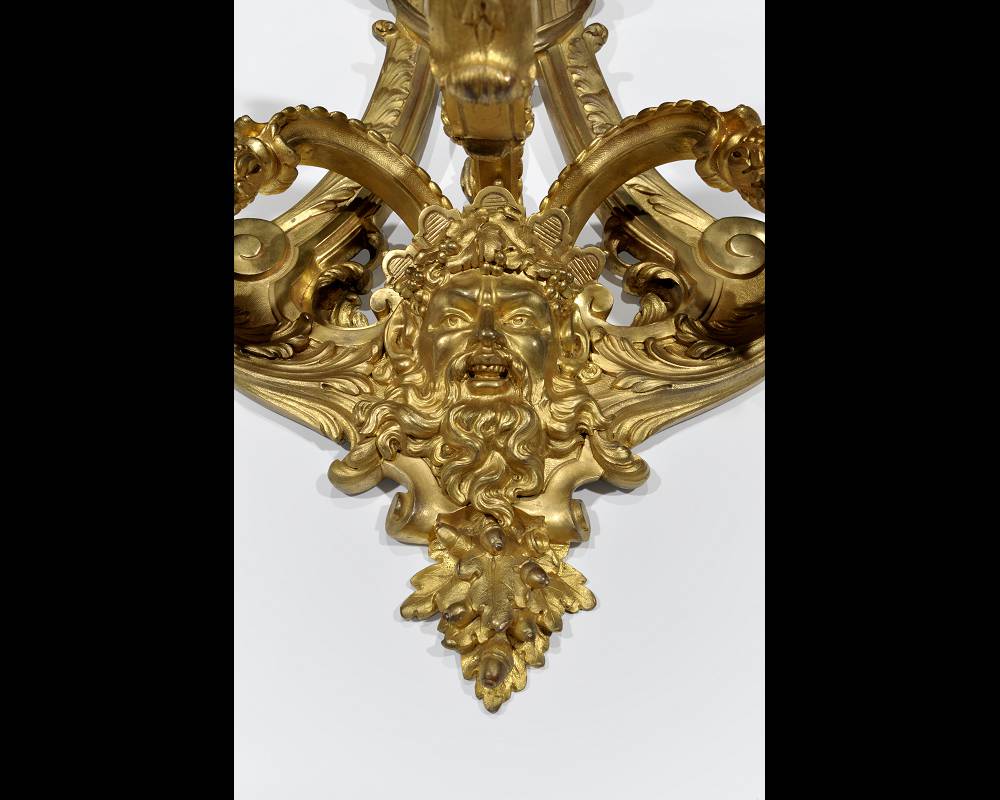 Exquisite set of four wall lights  Regency style decorated with bearded men features Exquisite set of four wall lights  Regency style decorated with bearded men features-1