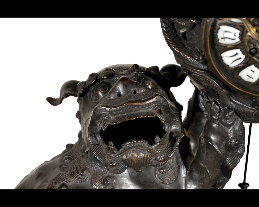 Exceptional large clock with the Fô dogs Exceptional large clock with the Fô dogs-3