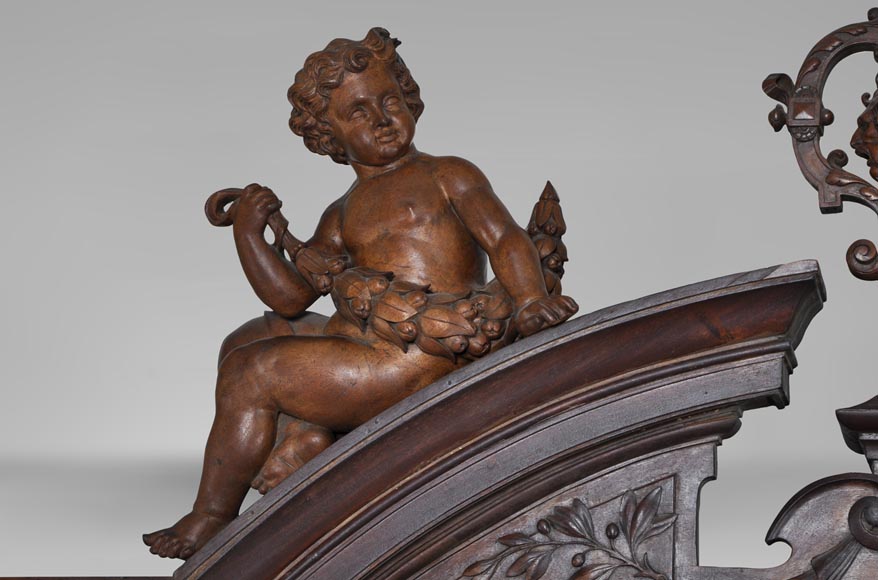 Beautiful antique carved walnut wood dining room set by the french cabinetmaker Paul Mazaroz Beautiful antique carved walnut wood dining room set by the french cabinetmaker Paul Mazaroz-3