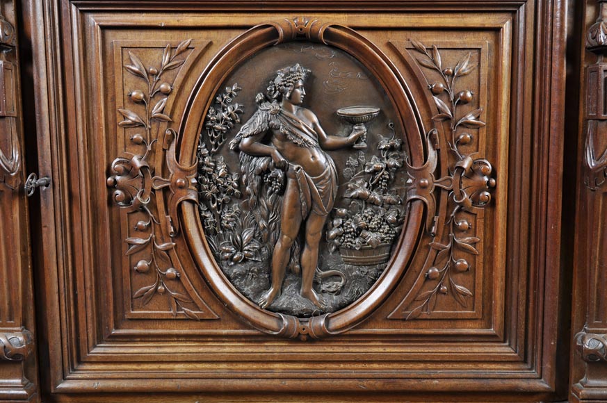 Beautiful antique carved walnut wood dining room set by the french cabinetmaker Paul Mazaroz Beautiful antique carved walnut wood dining room set by the french cabinetmaker Paul Mazaroz-7