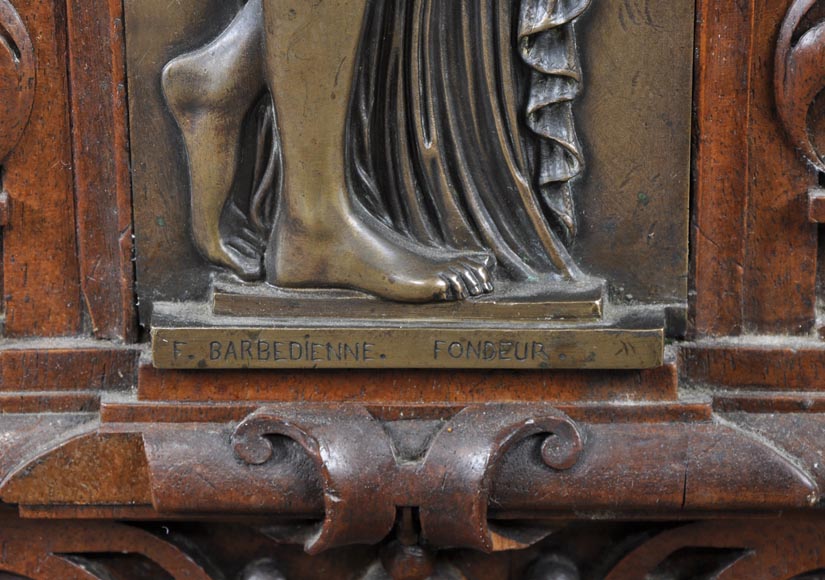 Beautiful antique carved walnut wood dining room set by the french cabinetmaker Paul Mazaroz Beautiful antique carved walnut wood dining room set by the french cabinetmaker Paul Mazaroz-9