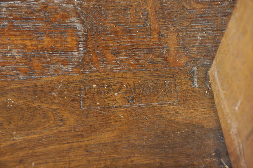 Beautiful antique carved walnut wood dining room set by the french cabinetmaker Paul Mazaroz Beautiful antique carved walnut wood dining room set by the french cabinetmaker Paul Mazaroz-17