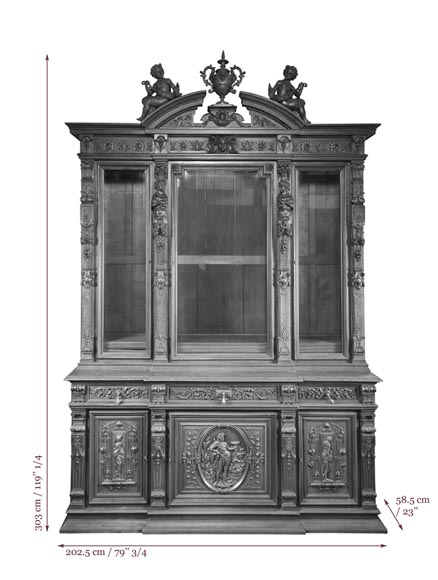 Beautiful antique carved walnut wood dining room set by the french cabinetmaker Paul Mazaroz Beautiful antique carved walnut wood dining room set by the french cabinetmaker Paul Mazaroz-19