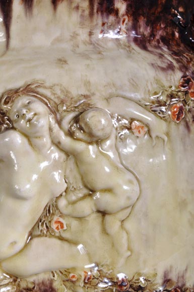 Théodore DECK (1823-1891) and Joseph Gustave CHERET (1838-1894) - Large vase with decoration of nymphs and cherubs Théodore DECK (1823-1891) and Joseph Gustave CHERET (1838-1894) - Large vase with decoration of nymphs and cherubs-1