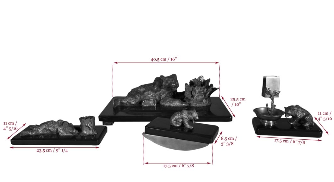 Nikolai Iwanowitsch Lieberich (model by) for the Woerffel Foundry in Saint-Petersbourg - Antique Bronze and black marble writing set Nikolai Iwanowitsch Lieberich (model by) for the Woerffel Foundry in Saint-Petersbourg - Antique Bronze and black marble writing set-16