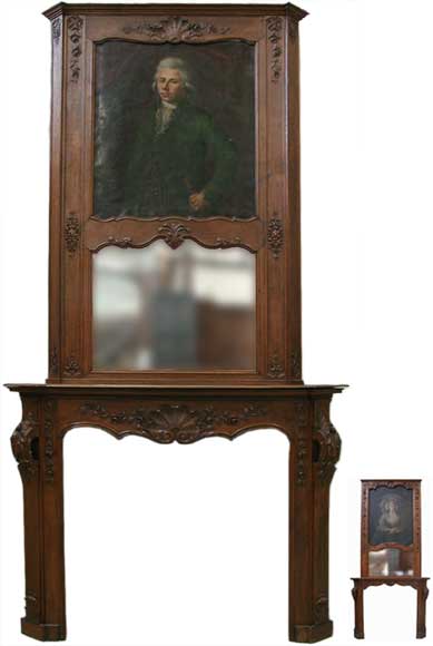 Oak fireplace with portrait of a gentleman Oak fireplace with portrait of a gentleman-0