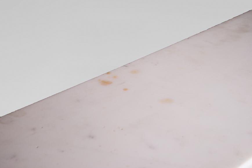 Carrara marble mantel with Vulcan's forge cartouche Carrara marble mantel with Vulcan's forge cartouche-14