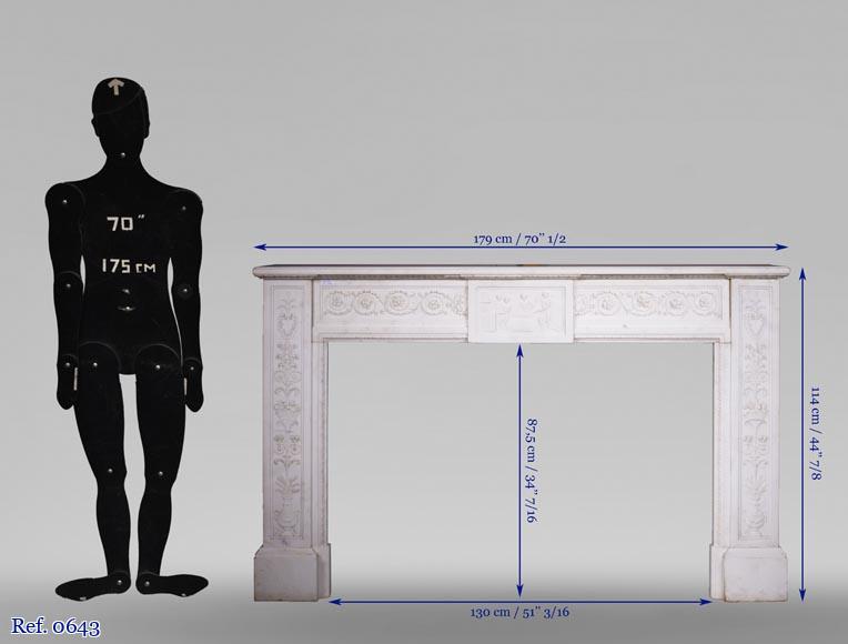 Carrara marble mantel with Vulcan's forge cartouche Carrara marble mantel with Vulcan's forge cartouche-15