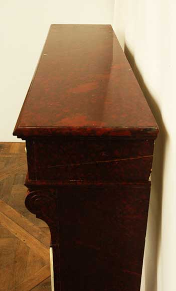 Fireplace in Griotte Red marble and Onyx marble.  Fireplace in Griotte Red marble and Onyx marble. -2