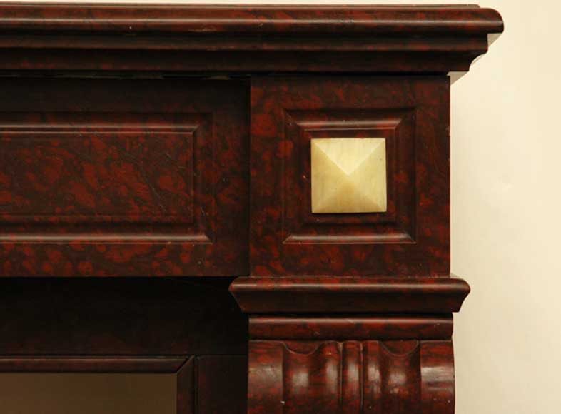 Fireplace in Griotte Red marble and Onyx marble.  Fireplace in Griotte Red marble and Onyx marble. -4
