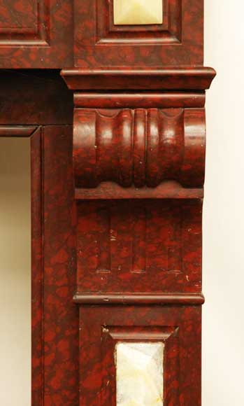 Fireplace in Griotte Red marble and Onyx marble.  Fireplace in Griotte Red marble and Onyx marble. -6