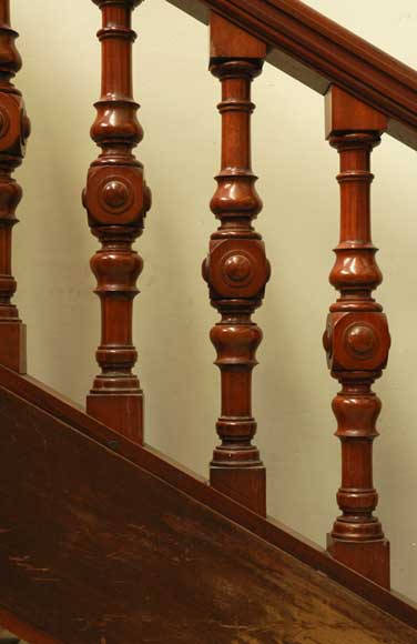 Mahogany newel post and staircase late 19th century. Mahogany newel post and staircase late 19th century.-8