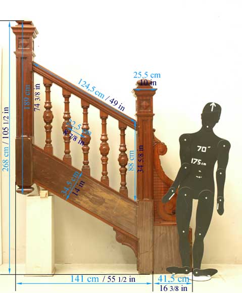Mahogany newel post and staircase late 19th century. Mahogany newel post and staircase late 19th century.-17