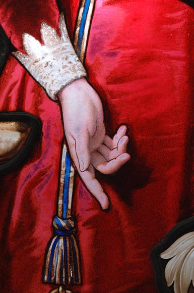 « Leaving for the Hunt , Important enamelled stained glass window by Maison Lorin coming from the Château des Ollières in Nice, France « Leaving for the Hunt , Important enamelled stained glass window by Maison Lorin coming from the Château des Ollières in Nice, France-5