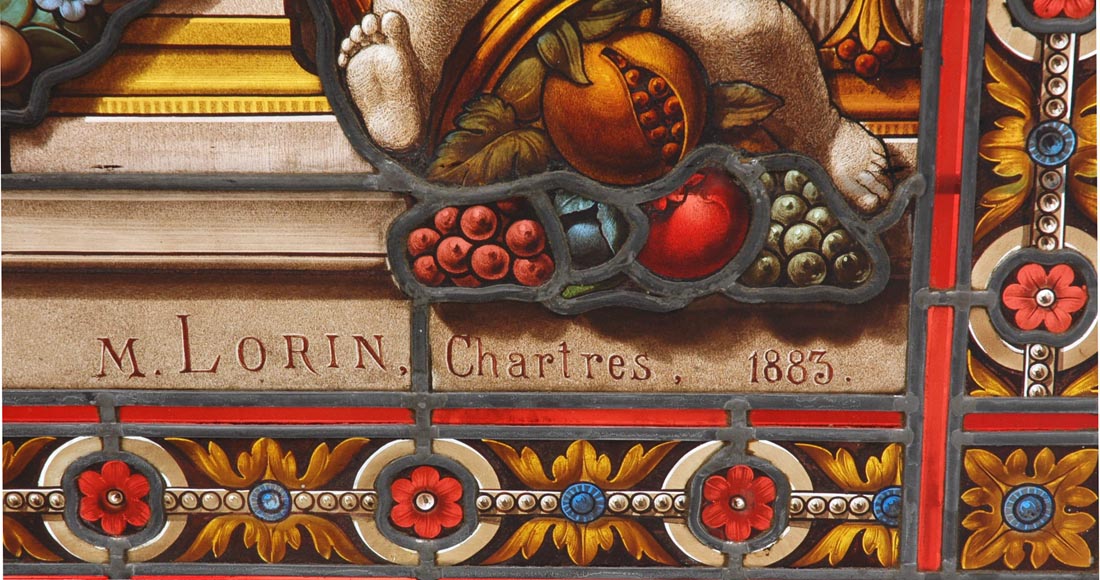 « Leaving for the Hunt , Important enamelled stained glass window by Maison Lorin coming from the Château des Ollières in Nice, France « Leaving for the Hunt , Important enamelled stained glass window by Maison Lorin coming from the Château des Ollières in Nice, France-8