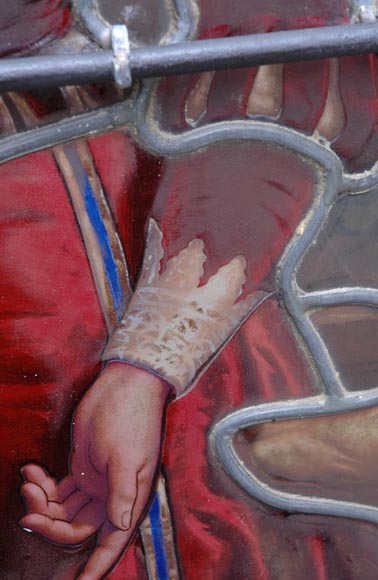 « Leaving for the Hunt , Important enamelled stained glass window by Maison Lorin coming from the Château des Ollières in Nice, France « Leaving for the Hunt , Important enamelled stained glass window by Maison Lorin coming from the Château des Ollières in Nice, France-13