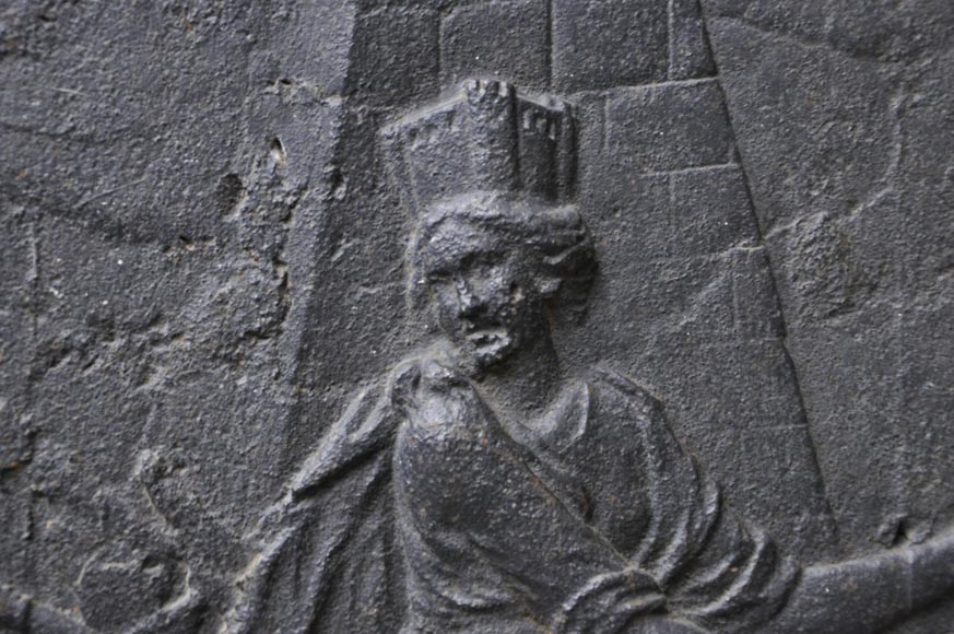 Antique cast iron fireback with Metz city coat of arms Antique cast iron fireback with Metz city coat of arms-1