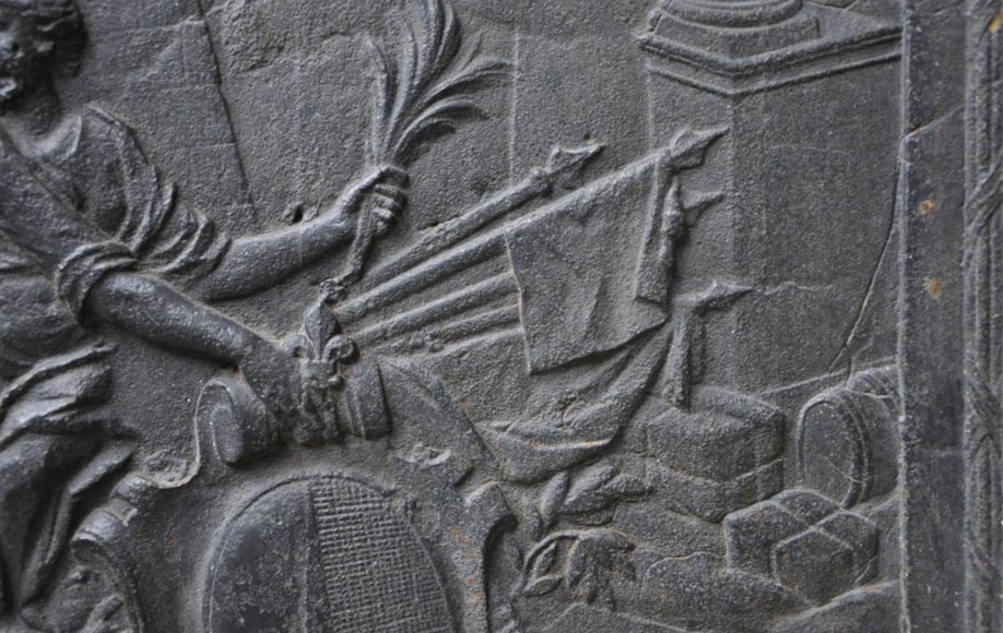 Antique cast iron fireback with Metz city coat of arms Antique cast iron fireback with Metz city coat of arms-2