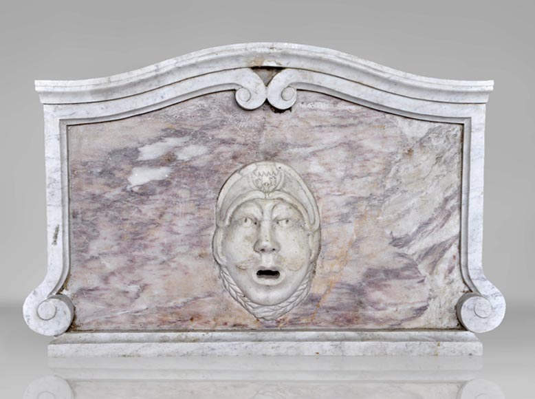 Fountain pediment in Carrara and Fleur de Pecher marbles Fountain pediment in Carrara and Fleur de Pecher marbles-0