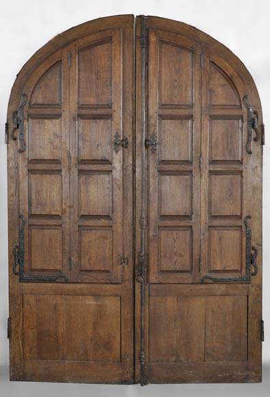 Important pair of doors in oak with flaps Important pair of doors in oak with flaps-1