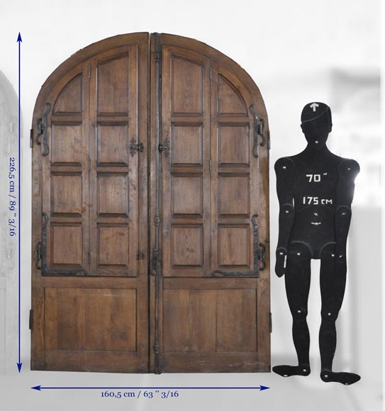 Important pair of doors in oak with flaps Important pair of doors in oak with flaps-10