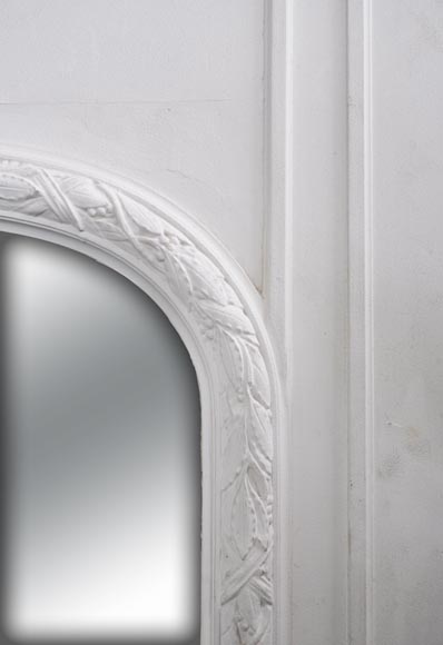Antique Louis XVI style overmantel with a frieze of laurel and ovals Antique Louis XVI style overmantel with a frieze of laurel and ovals-2