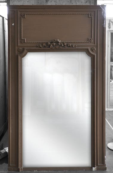 Antique Louis XVI overmantel ornamented with paterae and bow  Antique Louis XVI overmantel ornamented with paterae and bow -0