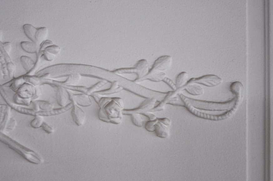 A Louis XVI style painted in white Overmantel with a bow A Louis XVI style painted in white Overmantel with a bow-2