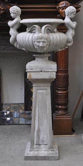 Louis LONATI, Pair of Vases with tritons and fauns decor, with their original bases Louis LONATI, Pair of Vases with tritons and fauns decor, with their original bases-1