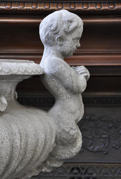 Louis LONATI, Pair of Vases with tritons and fauns decor, with their original bases Louis LONATI, Pair of Vases with tritons and fauns decor, with their original bases-6