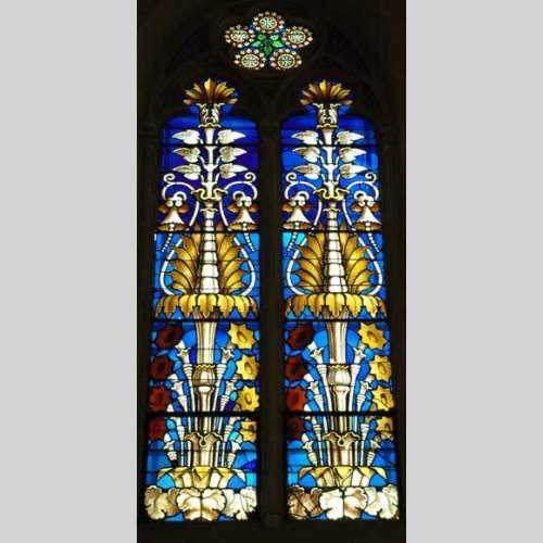 Stained glass windows with floral designs