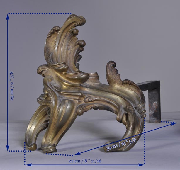 Pair of antique Louis XV andiron made in bronze Pair of antique Louis XV andiron made in bronze -9