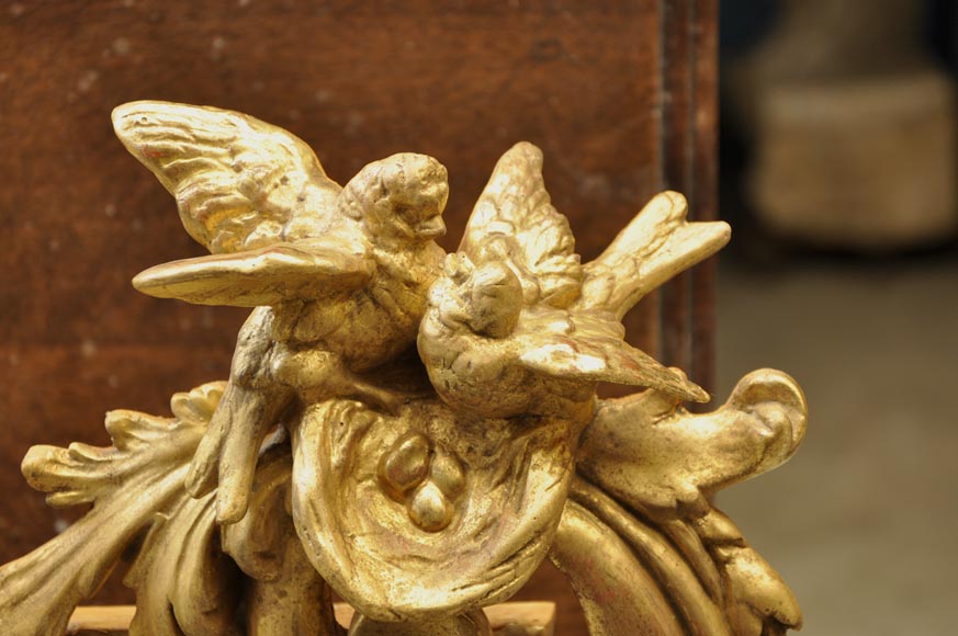 Magnificent antique Napoleon III mirror with partitions, decor of putti and women profils in medallions Magnificent antique Napoleon III mirror with partitions, decor of putti and women profils in medallions-5