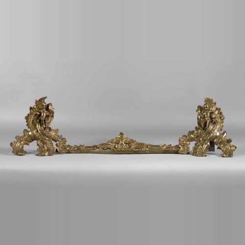 Beautiful Louis XV Style gilt bronze fire fender with children and foliages