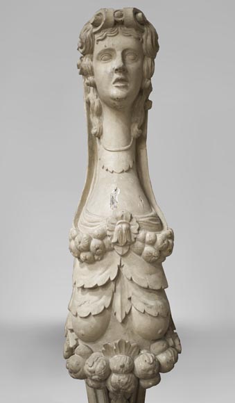 Pair of carved wood caryatids from the 18th century Pair of carved wood caryatids from the 18th century-3