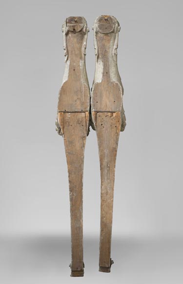 Pair of carved wood caryatids from the 18th century Pair of carved wood caryatids from the 18th century-5