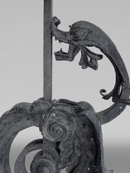 Wrought iron bracket with winged chimera decoration Wrought iron bracket with winged chimera decoration-4