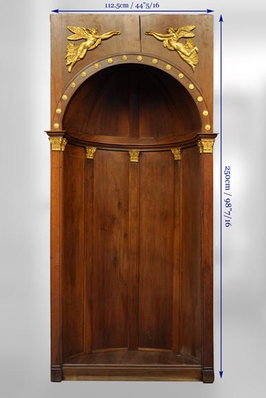 Pair of walnut and gilt stucco alcoves, Louis-Philippe style, with Allegory of Renown Pair of walnut and gilt stucco alcoves, Louis-Philippe style, with Allegory of Renown-7