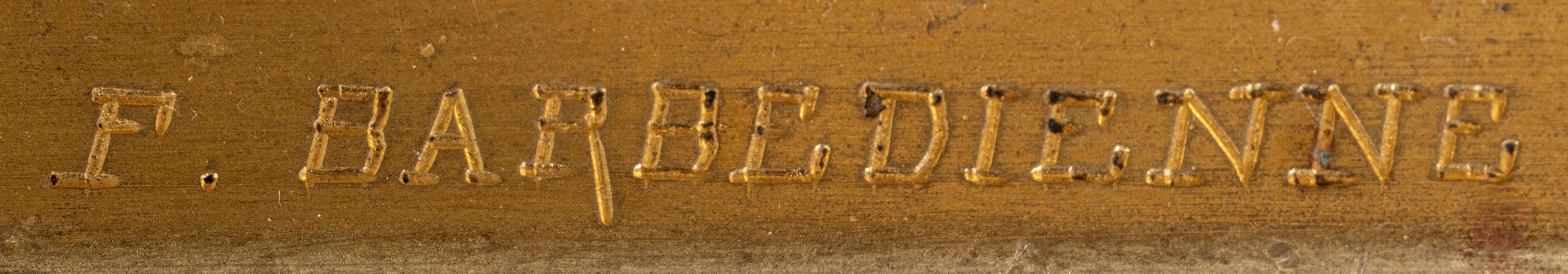 Pair of Napoleon III style andirons in gilt bronze with enamelled decoration Pair of Napoleon III style andirons in gilt bronze with enamelled decoration-9