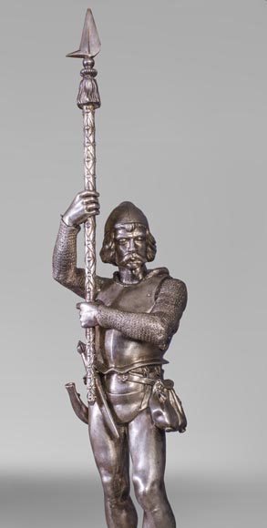 After Jean-Auguste BARRE (1811-1896) - Set clock with Marie de Bourgogne going falcon hunting After Jean-Auguste BARRE (1811-1896) - Set clock with Marie de Bourgogne going falcon hunting-9