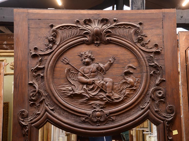 Louis XV style wood overmantel, late 19th century Louis XV style wood overmantel, late 19th century-1