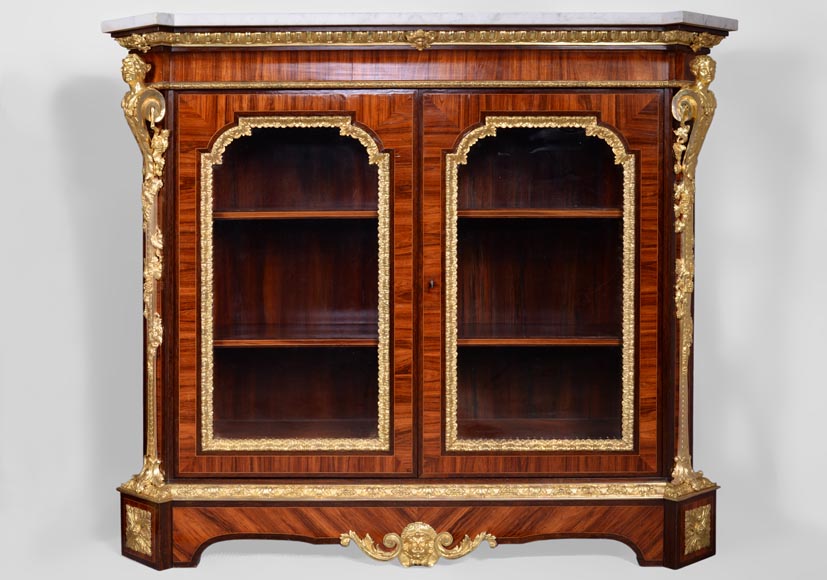 Georges Alphonse MONBRO (attributed to), Pair of low bookcases with bronze espagnolettes  Georges Alphonse MONBRO (attributed to), Pair of low bookcases with bronze espagnolettes -1