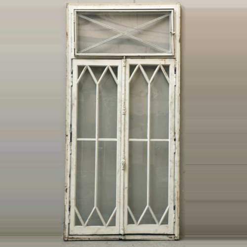 Restoration style wooden and glass double window